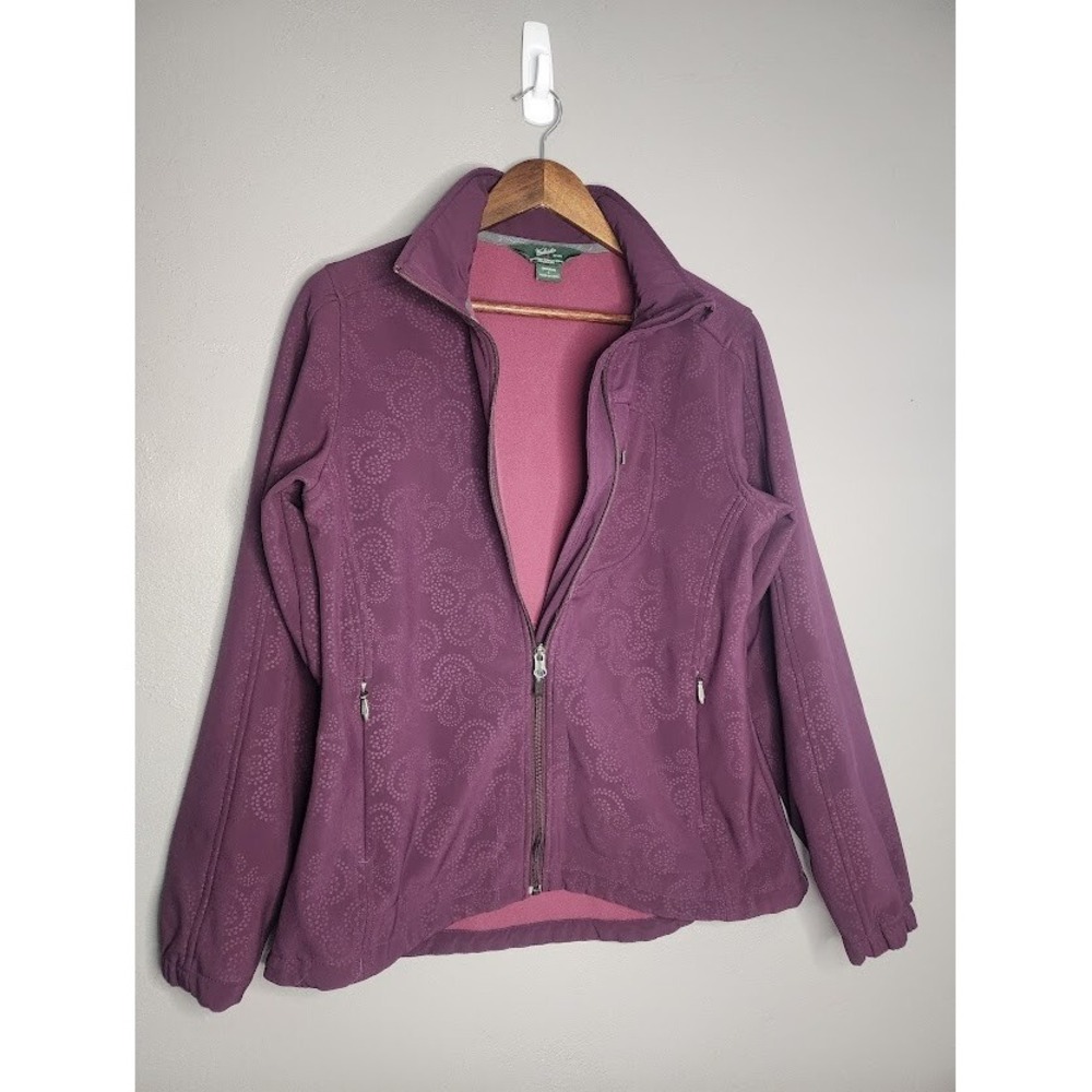 Woolrich Paisley Blackberry Women's Softshell Jacket‎ Size LG Fleece Lined 15230
